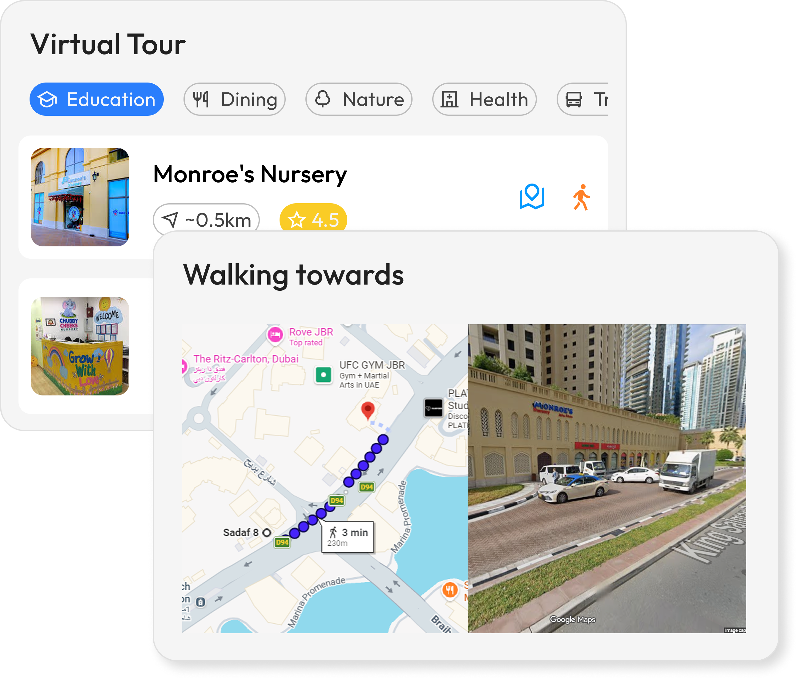Guided Google Street View virtual neighborhood exploration