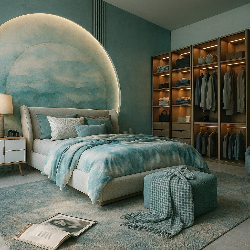 Modern minimalist bedroom design generated by AI